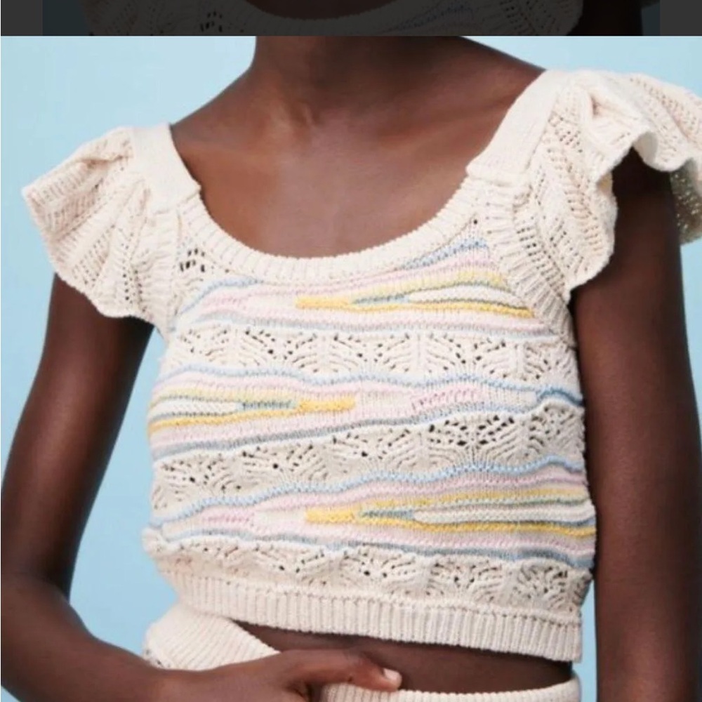 Zara Multicolor Crochet Knit Top